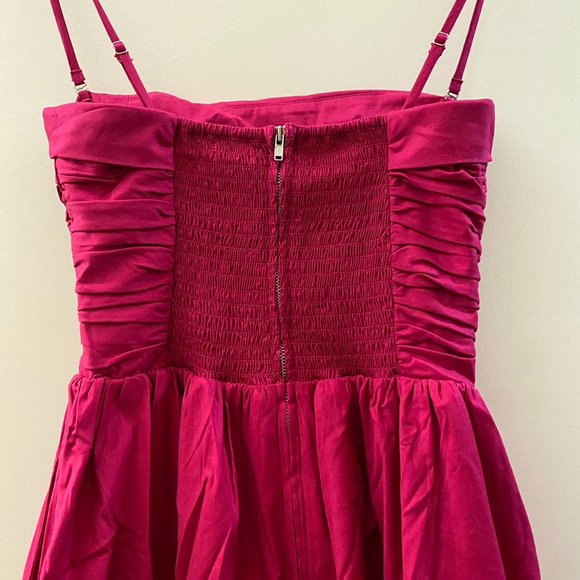NWOT Reformation Kastoria Dress in Rhubarb Pink Red Maxi Pleated Sleeveless Gown - Picture 8 of 9
